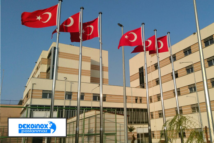 Dekoinox | Paslanmaz Krom Bayrak Direği | Gaziantep